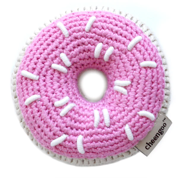 Crocheted Donut Rattle - pink