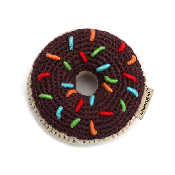 Crocheted Donut Rattle - chocolate